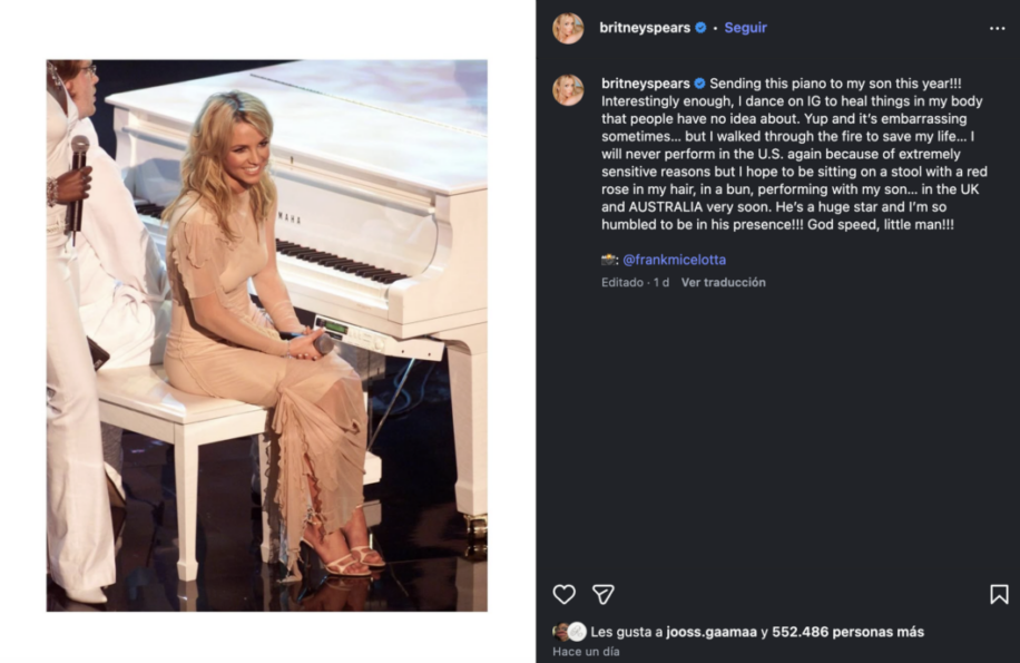 Britney Spears confirma su regreso a los escenarios, pero no en Estados Unidos